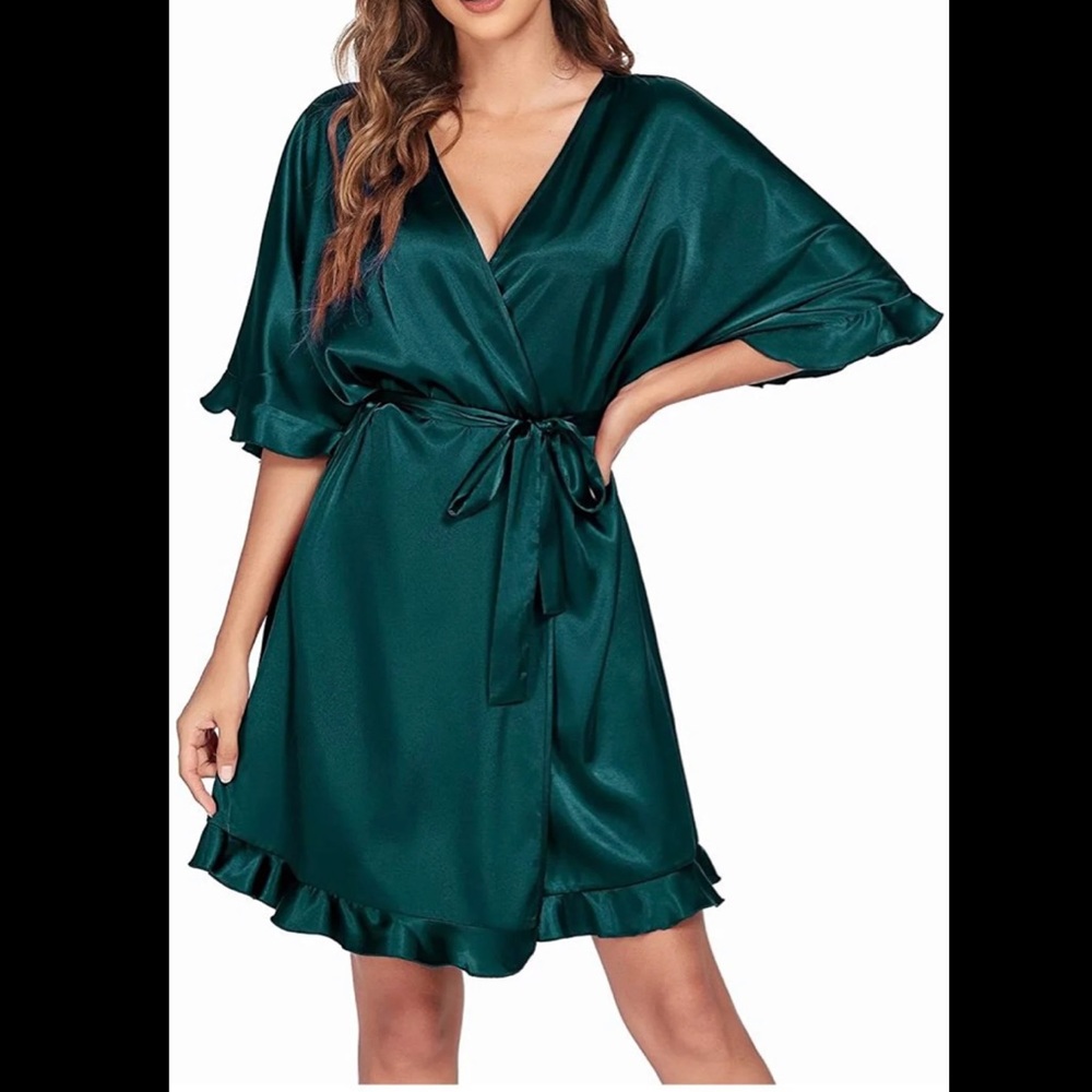 Teal Ruffle Bridesmaid Robe